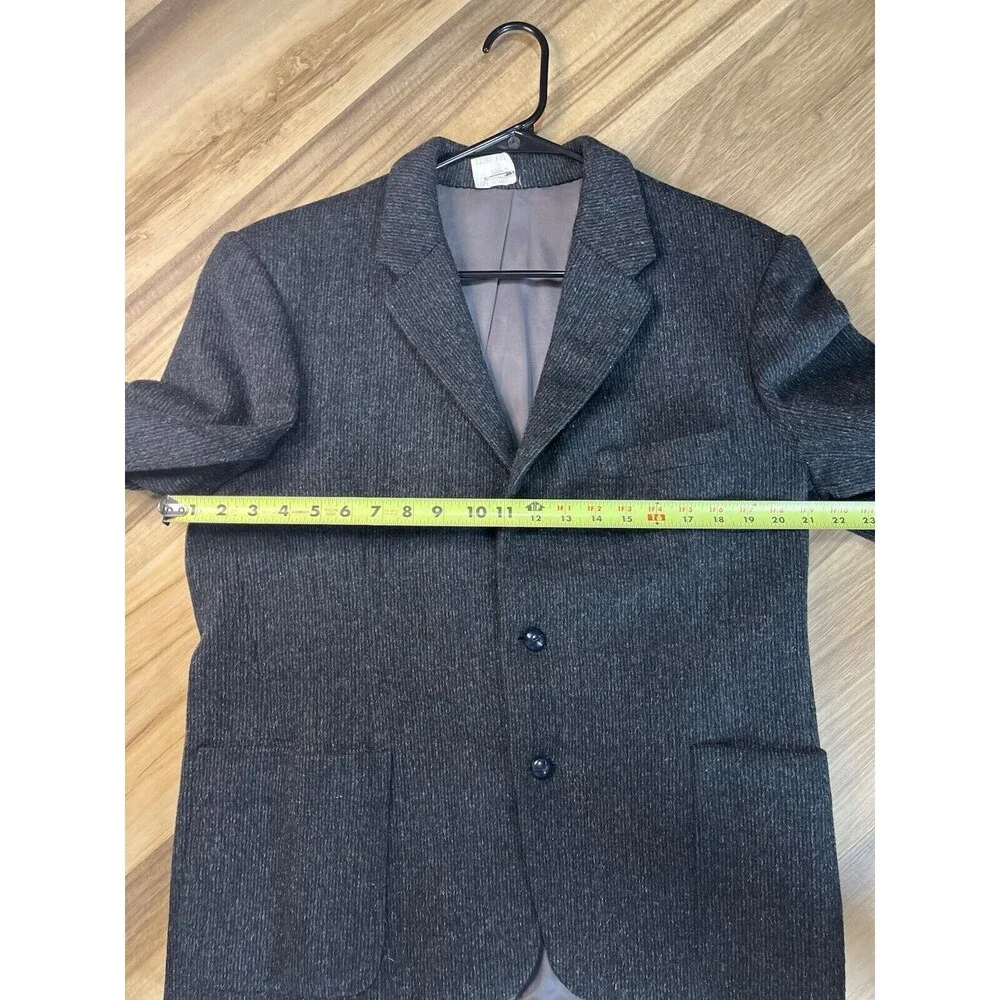 Santos Mens 1950/60s Vintage 3 Button Wool Blazer Sport Coat Dark Gray S40
